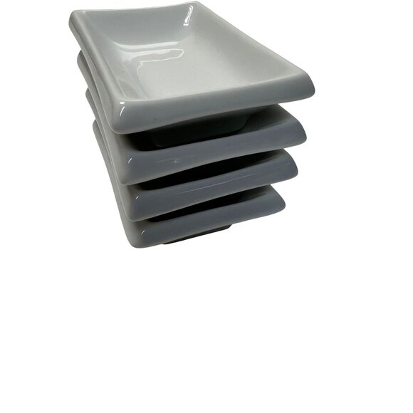 Set Of 3 Pier 1 China White Porcelain Rectangular Sushi Dishes +1 Non authentic - Picture 7 of 9
